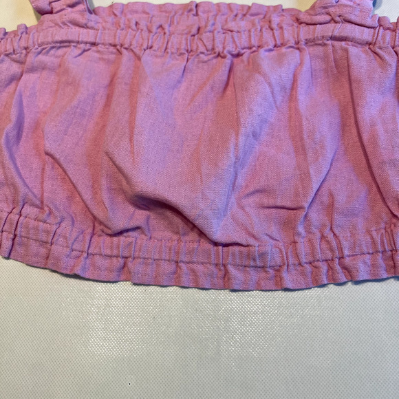 BP Crop Top‎ Ruffle Strap Pink Linen Blend Summer Sleeveless Shirt S - Picture 5 of 10